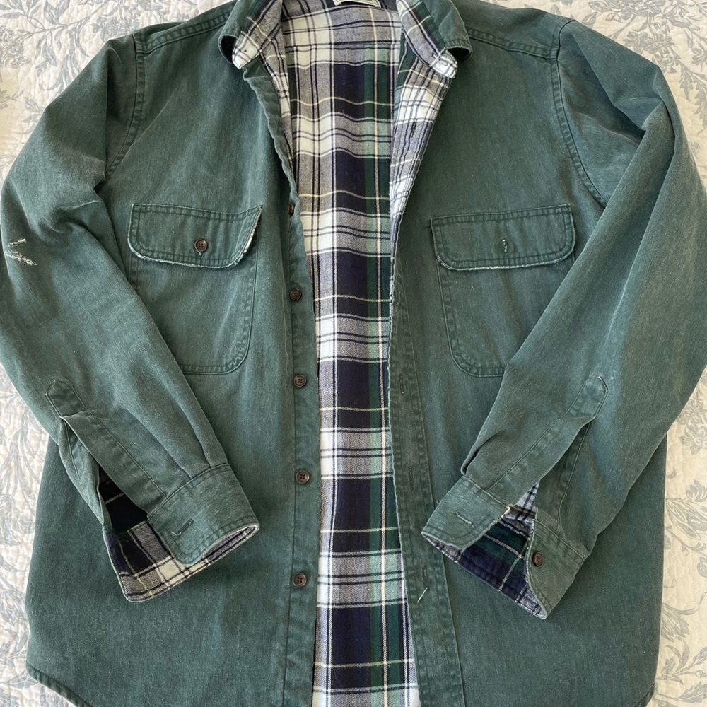 L.L. Bean Men's Teal Plaid Shirt Jacket